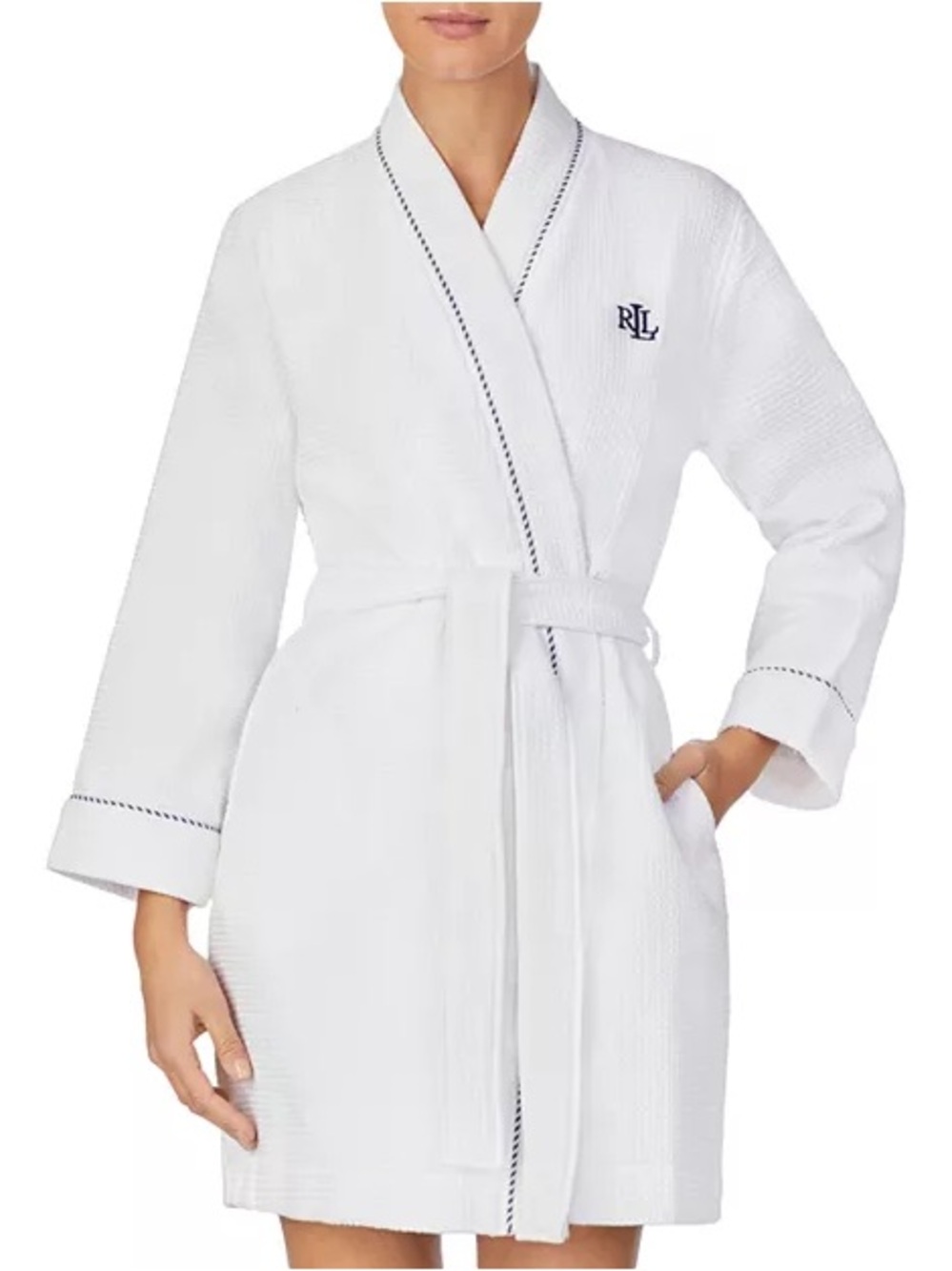 Lauren Ralph Lauren Cotton Waffle Robe White